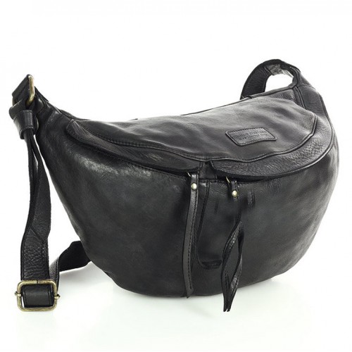 Leder Gürteltasche Schwarz für Damen XXL mit Reißverschluss